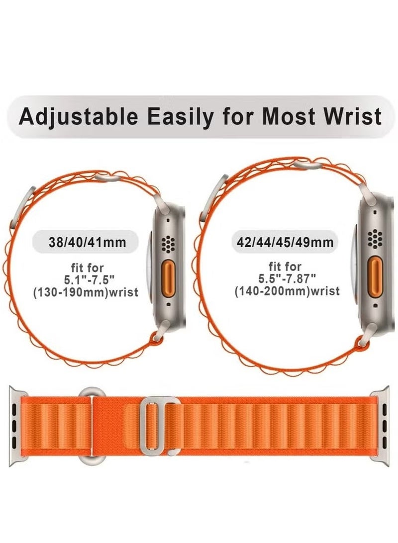 ELTRAZONE 4-Pack Alpine Loop Bands for Apple Watch 49mm 45mm 44mm – Durable Nylon Woven Sport Straps Compatible with Apple Watch Ultra, Series 8, 7, SE, 6, 5, 4, 3, 2 – Adjustable Breathable Replacement Bands – White, Green, Orange, Black - Image 4