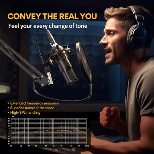 Maono ميكروفون ماونو XLR المكثف، ميكروفون استوديو احترافي بتقنية كارديويد للتسجيل، البث، الغناء، التعليق الصوتي، الصوت، الاستوديو المنزلي، يوتيوب، سكايب، تويتش (PM320S) - Image 4