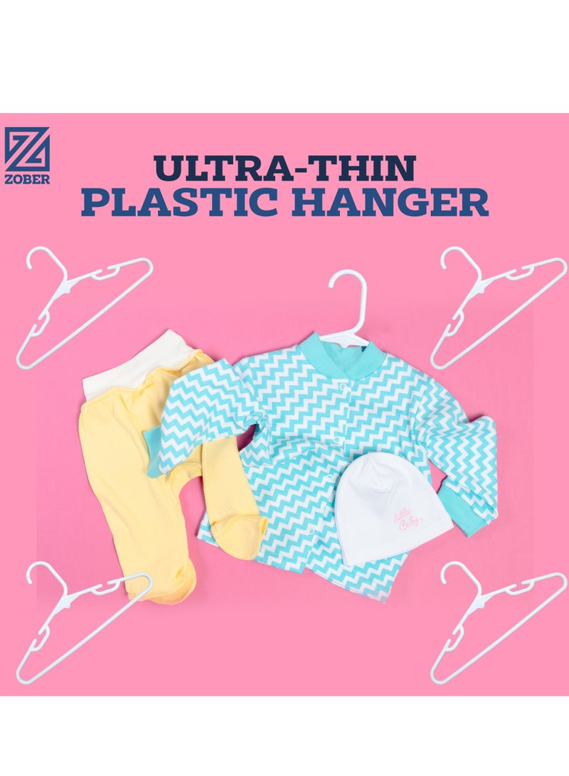 ZOBER Plastic Baby Hangers Toddler Hangers Kids Hangers Non Slip Space Spacing Durable & Slim, Light-Weight Childrens Hangers For Shirts, Pants, Dresses Hangs upto 5.5 lbs (WHITE, 30 PACK) - Image 2
