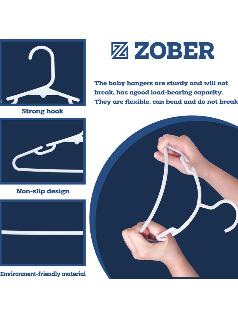 ZOBER Plastic Baby Hangers Toddler Hangers Kids Hangers Non Slip Space Spacing Durable & Slim, Light-Weight Childrens Hangers For Shirts, Pants, Dresses Hangs upto 5.5 lbs (WHITE, 30 PACK) - Image 3