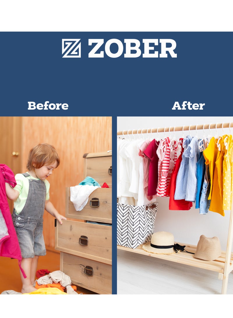 ZOBER Plastic Baby Hangers Toddler Hangers Kids Hangers Non Slip Space Spacing Durable & Slim, Light-Weight Childrens Hangers For Shirts, Pants, Dresses Hangs upto 5.5 lbs (WHITE, 30 PACK) - Image 4
