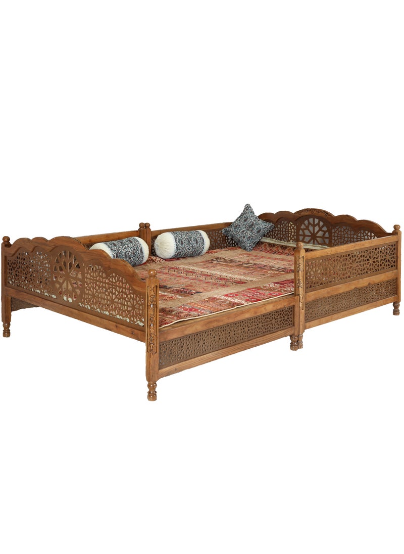 mahome 14 seater Handcrafted Arabic Solid Wood Sofa – Traditional Carved Design with Cushions and carpet. sutable for living room sofa, garden furniture. (plane wood, 300 * 200)  - Image 3