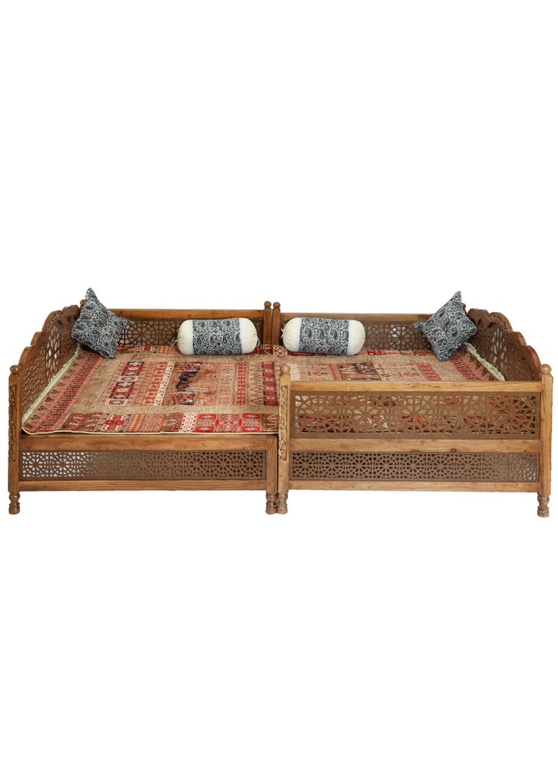 mahome 14 seater Handcrafted Arabic Solid Wood Sofa – Traditional Carved Design with Cushions and carpet. sutable for living room sofa, garden furniture. (plane wood, 300 * 200)  - Image 2