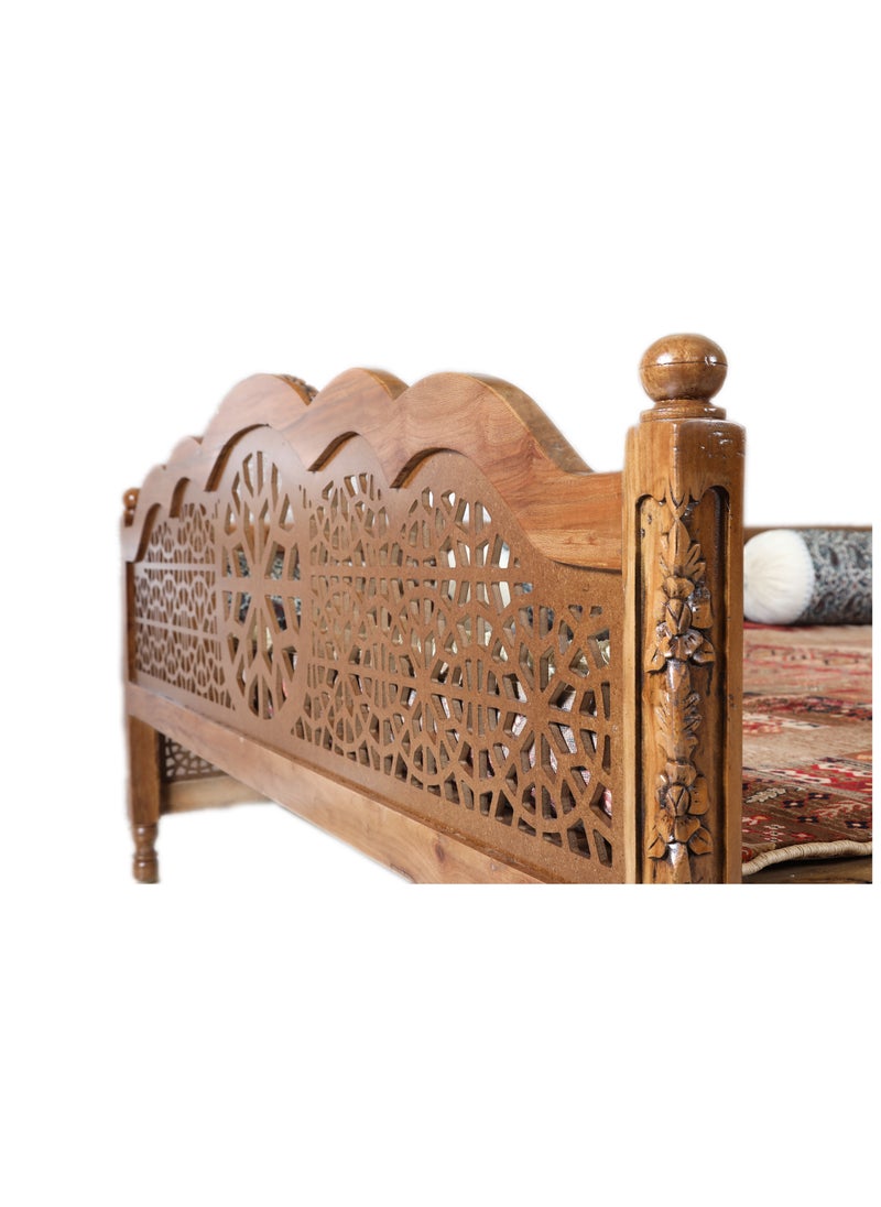 mahome 14 seater Handcrafted Arabic Solid Wood Sofa – Traditional Carved Design with Cushions and carpet. sutable for living room sofa, garden furniture. (plane wood, 300 * 200)  - Image 5