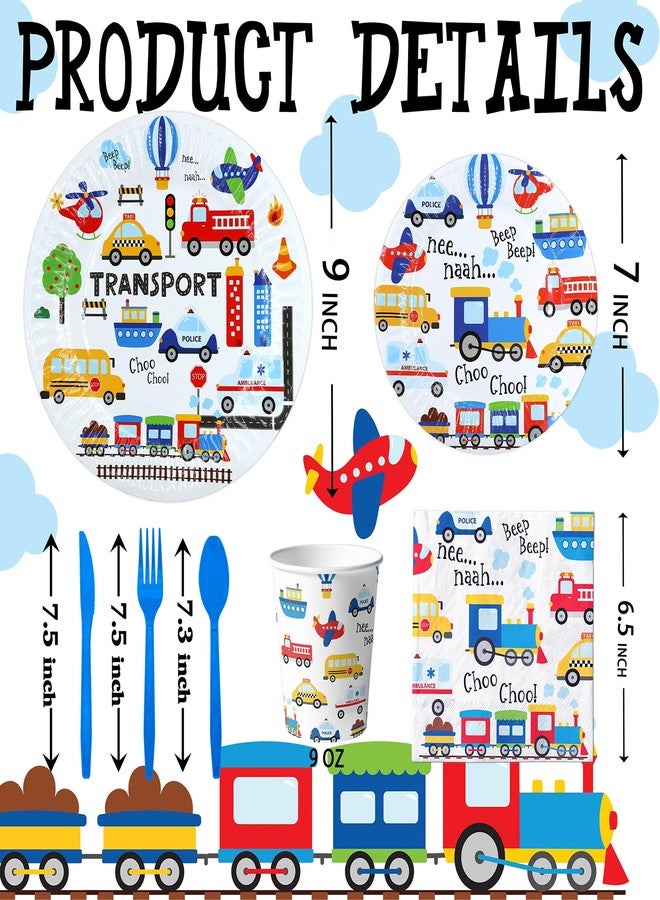 HaPiBiDesign Transportation Birthday Party Decorations, Transportation Birthday Party Favors, Transportation Supplies, Transportation Theme Birthday Party Tableware - Image 3