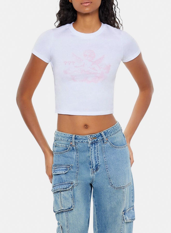 FOREVER 21 777 Angel Graphic Baby Tee - Image 1