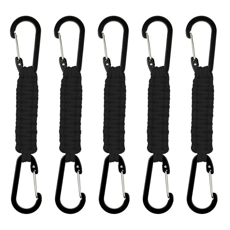 Carabiner – 19mm Black, 5 Sets per Bundle, Heavy Duty, for Keys, Outdoor Gear