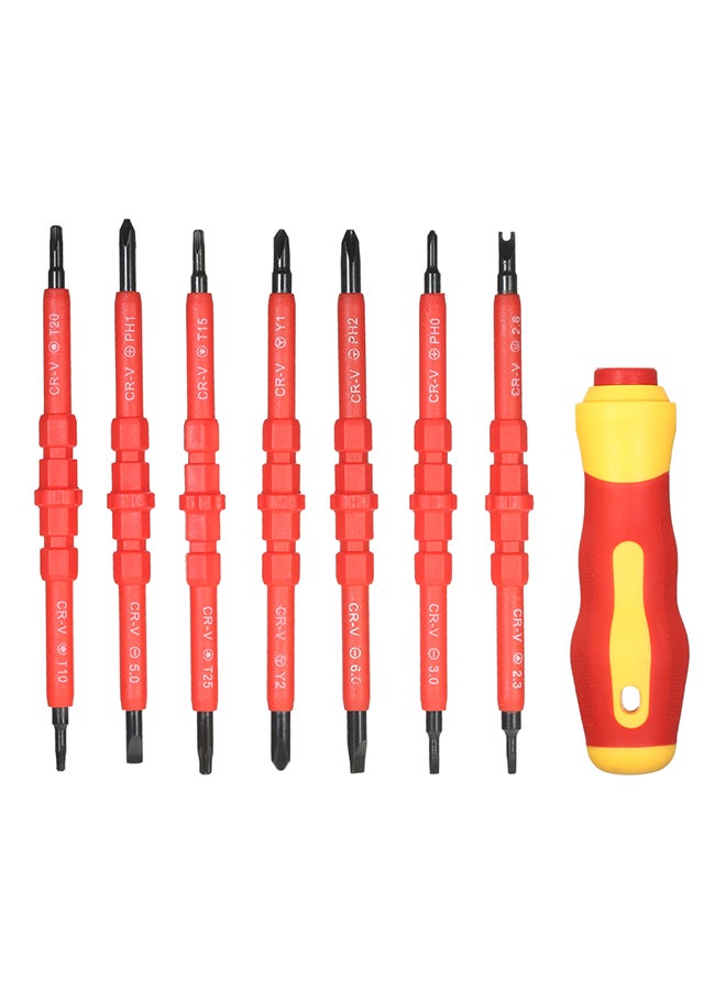 7 in 1 Changeable Insulated Screwdrivers Set With Electrician Repair Tools Kit Red/Yellow 18.5 x 14.5 x 3.8cm