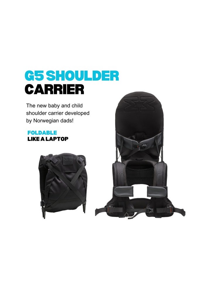 Minimeis Minimeis Children Shoulder Carrier, 1.6 Kg | For Babies, Kids & Toddlers above 6 Months | Max Child Weight 18 Kg | Foldable | Portable | | Easy To Use | Padded Seat | Safe | Black  - Image 3
