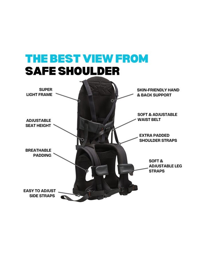 Minimeis Minimeis Children Shoulder Carrier, 1.6 Kg | For Babies, Kids & Toddlers above 6 Months | Max Child Weight 18 Kg | Foldable | Portable | | Easy To Use | Padded Seat | Safe | Black  - Image 5