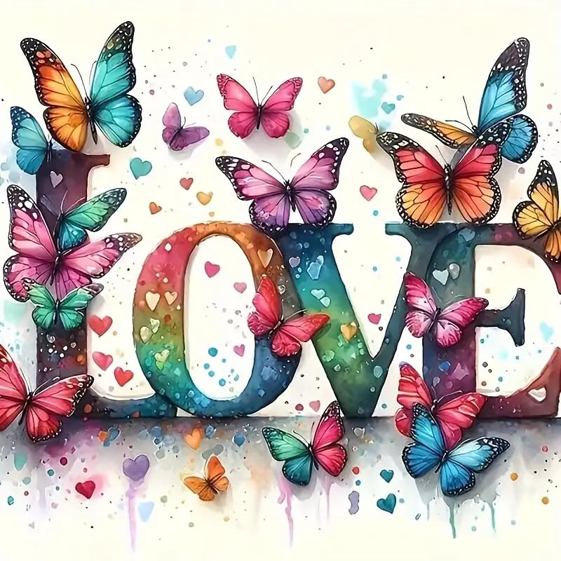DYAIANGMU Love Diamond Art Kits for AdultsButterfly Diamond Painting Kit for Beginner5D Diamond Painting DIY Full Drill Diamond Dots Diamond Painting with ToolsGem Craft for Home Wall Decor 137x137in - Image 1