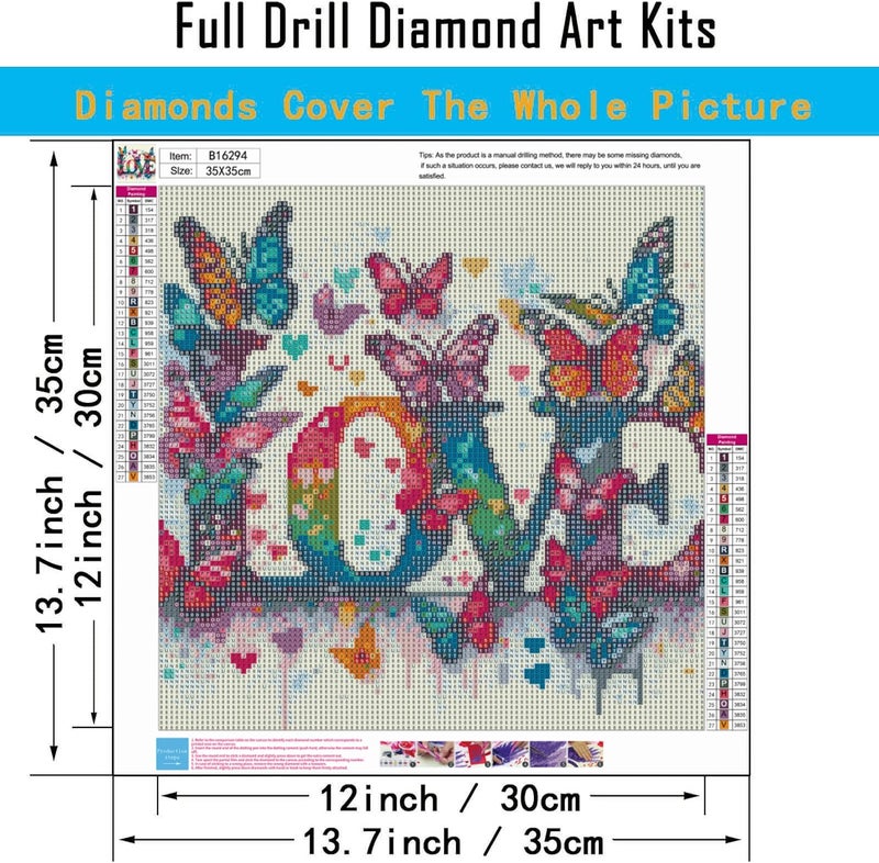 DYAIANGMU Love Diamond Art Kits for AdultsButterfly Diamond Painting Kit for Beginner5D Diamond Painting DIY Full Drill Diamond Dots Diamond Painting with ToolsGem Craft for Home Wall Decor 137x137in - Image 3