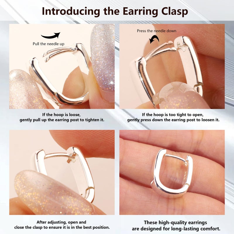 ALEXCRAFT 925 Sterling Silver Earrings Small Chunky Silver Hoop Earrings for Women Trendy Hypoallergenic Small Thick Huggie Hoops Earring - Image 4