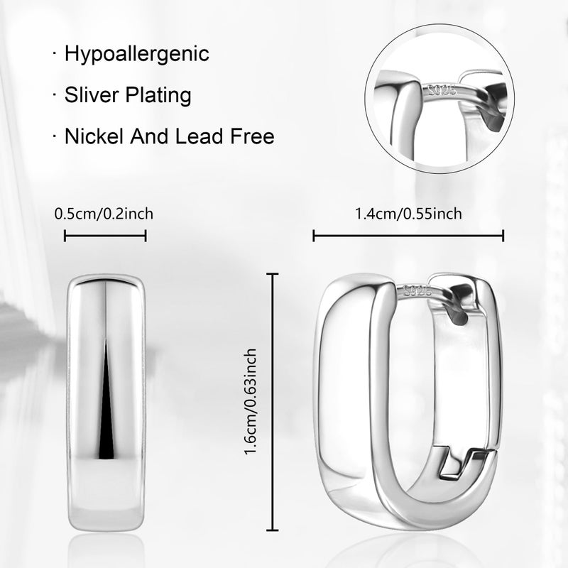 ALEXCRAFT 925 Sterling Silver Earrings Small Chunky Silver Hoop Earrings for Women Trendy Hypoallergenic Small Thick Huggie Hoops Earring - Image 2