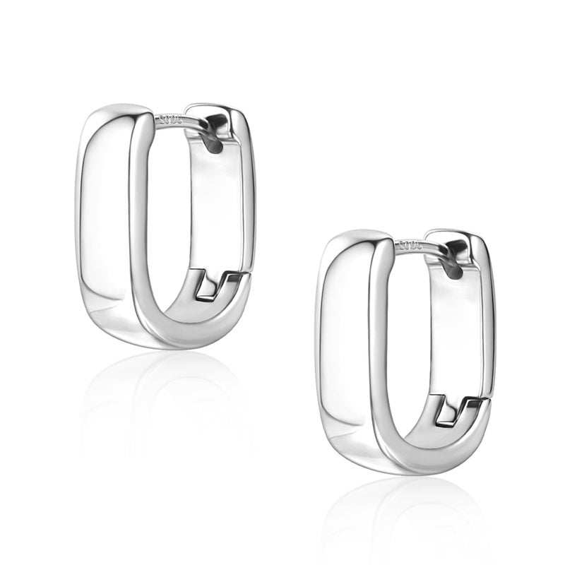 ALEXCRAFT 925 Sterling Silver Earrings Small Chunky Silver Hoop Earrings for Women Trendy Hypoallergenic Small Thick Huggie Hoops Earring - Image 1
