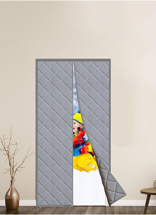 Garlo - Magnetic Thermal Insulated Door Curtain, Fits Door Size 1m*2.1m, Center Opening, Durable Oxford Cloth&Thicken Polyester Fiber Fill, Weatherproof, Windproof, Soundproof, Weighted Bottom - Image 1