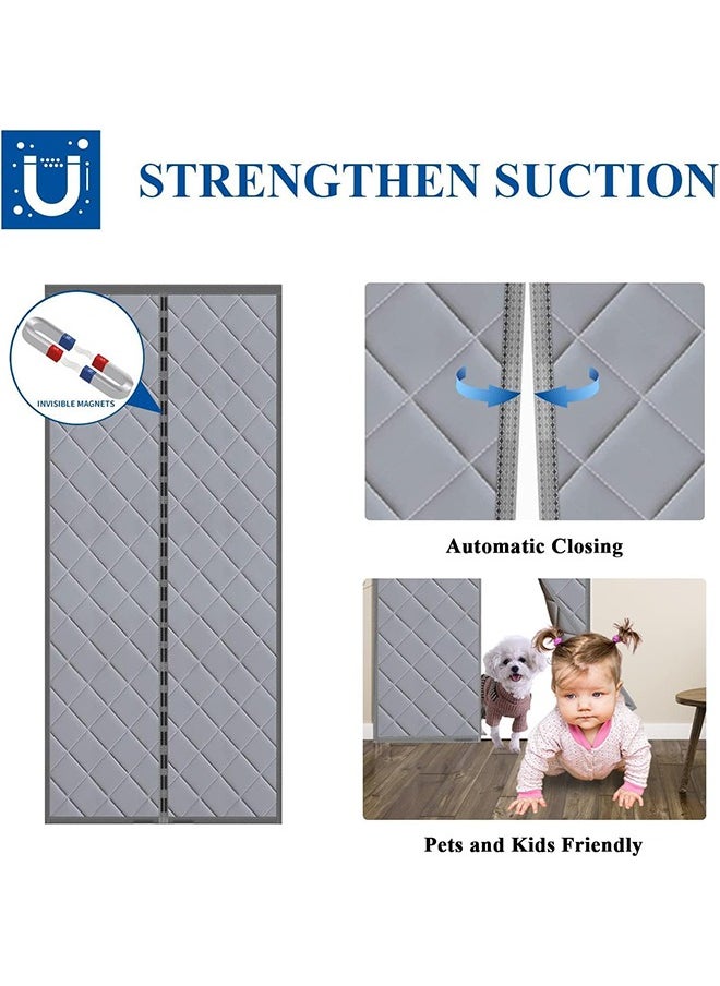Garlo - Magnetic Thermal Insulated Door Curtain, Fits Door Size 1m*2.1m, Center Opening, Durable Oxford Cloth&Thicken Polyester Fiber Fill, Weatherproof, Windproof, Soundproof, Weighted Bottom - Image 1