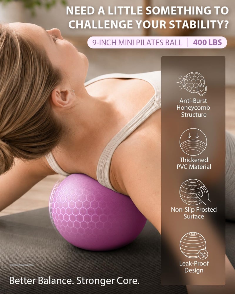 LIONSCOOL Pilates Ring Set - 14" Pilates Ring, 9" Mini Ball & 3 Resistance Bands - Image 3