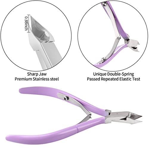 YINYIN Cuticle Trimmer with Cuticle Pusher and Cutter-YINYIN Cuticle Nipper Professional Stainless Steel Cuticle Clippers Durable Pedicure Manicure Tools for Fingernails and Toenails(Purple) - Image 2