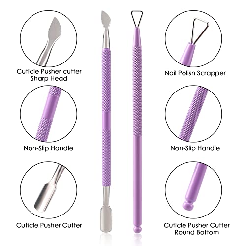 YINYIN Cuticle Trimmer with Cuticle Pusher and Cutter-YINYIN Cuticle Nipper Professional Stainless Steel Cuticle Clippers Durable Pedicure Manicure Tools for Fingernails and Toenails(Purple) - Image 3