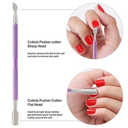 YINYIN Cuticle Trimmer with Cuticle Pusher and Cutter-YINYIN Cuticle Nipper Professional Stainless Steel Cuticle Clippers Durable Pedicure Manicure Tools for Fingernails and Toenails(Purple) - Image 5