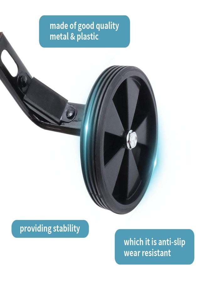 Tsnamay Pair of Black Bicycle Auxiliary Wheel Children's Bicycle Accessories For 12 Inch,Training Wheels - Image 5