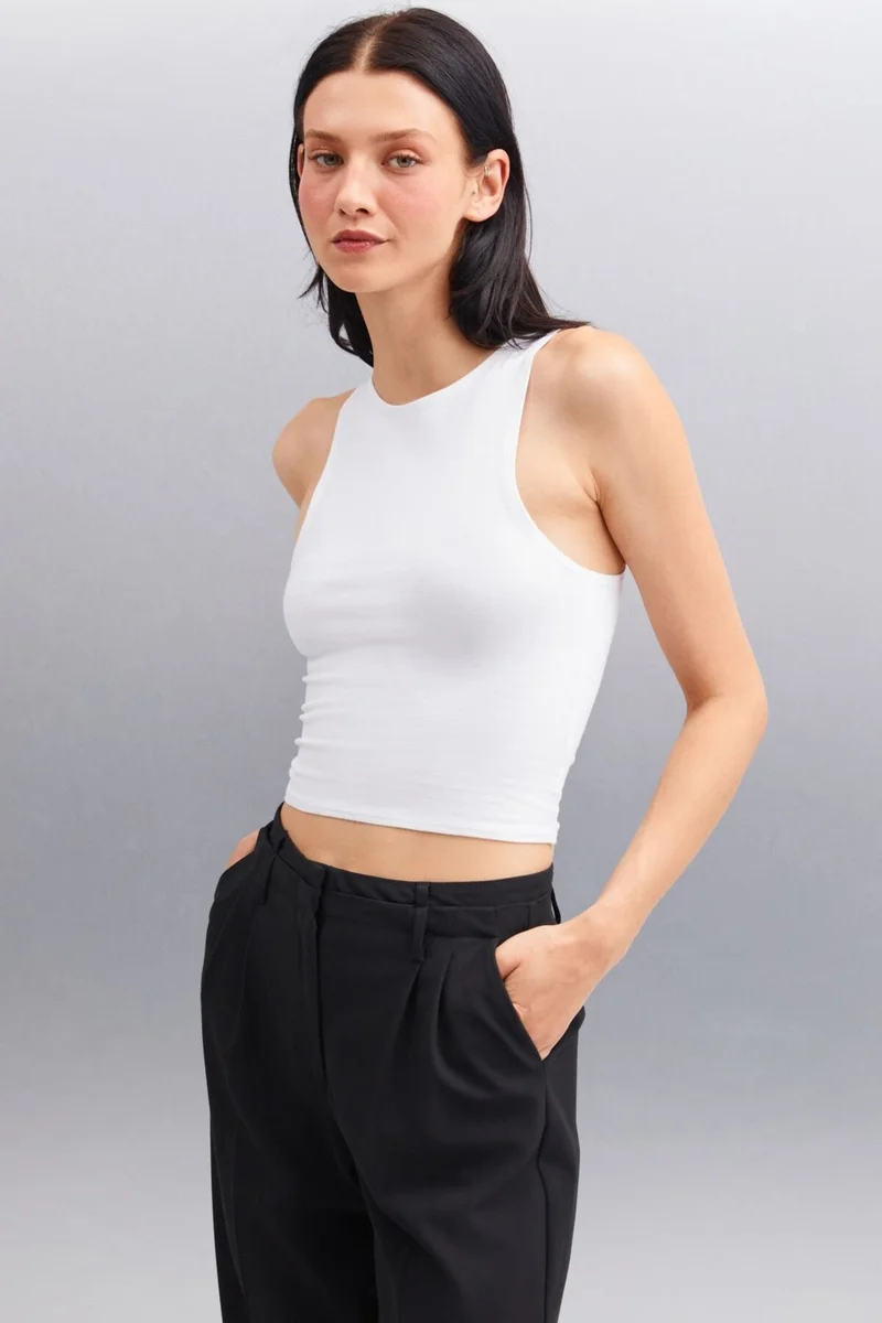 جريميلانج HANNE Women's Zero Sleeve Round Neck White Bustier