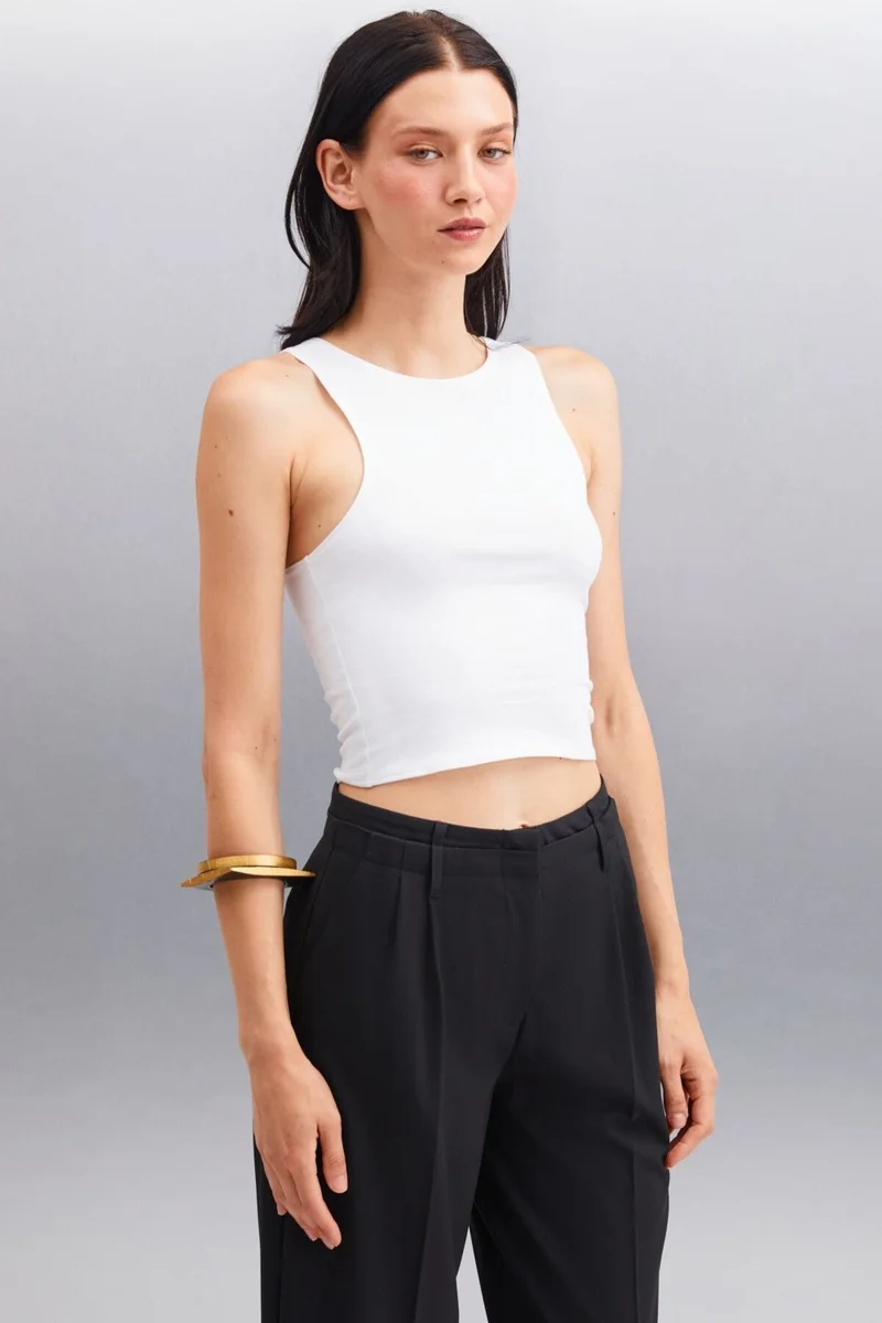 جريميلانج HANNE Women's Zero Sleeve Round Neck White Bustier