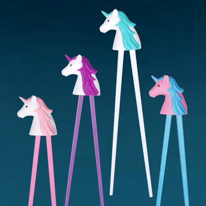 Happy Sales HSTC-BLUNCN, Training chopsticks for beginners right or left handed, Blue Unicorn - Image 2