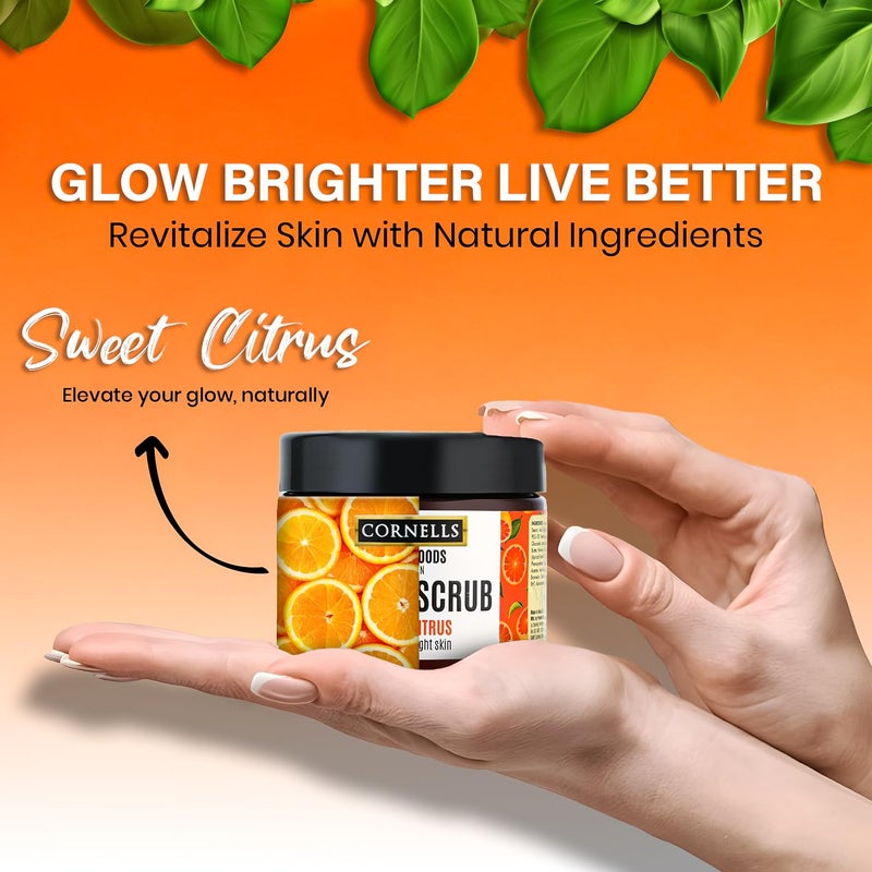 CORNELLS WELLNESS CORNELLS Super Foods Sweet Citrus Face Scrub for Dewy & Bright Skin | For Men & Women Brightens, Smoothens, and Nourishes Skin | Vegan & Cruelty-Free - 330ml - Image 4