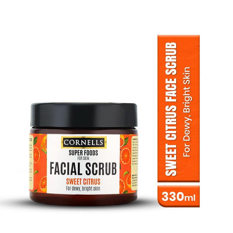 CORNELLS WELLNESS CORNELLS Super Foods Sweet Citrus Face Scrub for Dewy & Bright Skin | For Men & Women Brightens, Smoothens, and Nourishes Skin | Vegan & Cruelty-Free - 330ml - Image 2