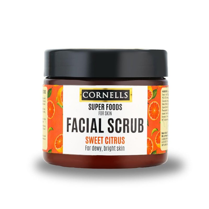 CORNELLS WELLNESS CORNELLS Super Foods Sweet Citrus Face Scrub for Dewy & Bright Skin | For Men & Women Brightens, Smoothens, and Nourishes Skin | Vegan & Cruelty-Free - 330ml - Image 1