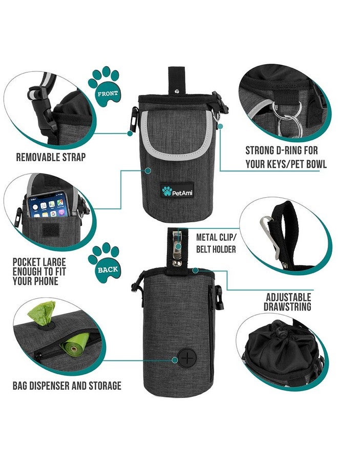 PetAmi PetAmi Dog Treat Pouch, Large Pet Training Treat Pouch with Pocket, Dog Trainer Essentials Supply Holder with Poop Bag Dispenser, Training Bag for Kibbles Toys, 3 Ways to Wear (Charcoal) - Image 3