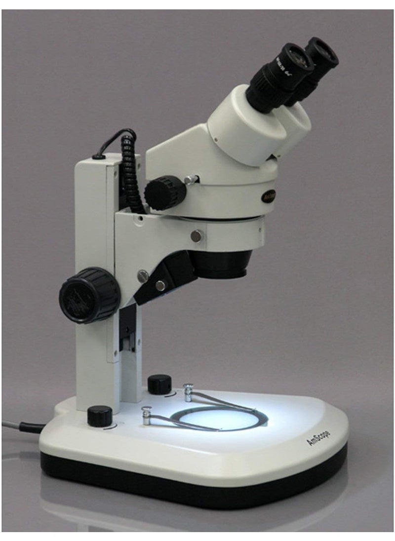 AmScope AmScope SM1BXRL Professional Binocular Stereo Zoom Microscope WH10x Eyepieces 35X45X Magnification 07X45X Zoom Objective Upper and Lower LED Lighting Track Stand Includes 05x Barlow Lens  - Image 2