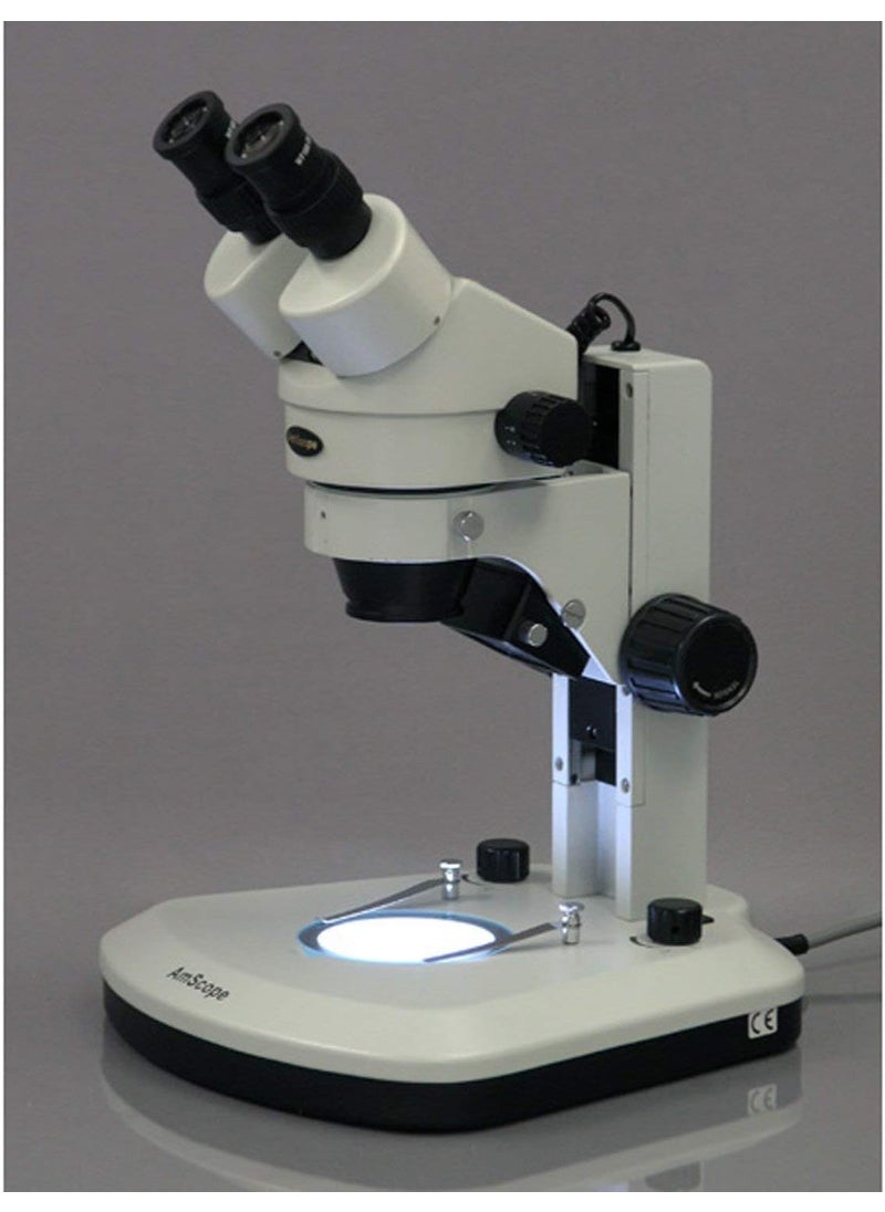 AmScope AmScope SM1BXRL Professional Binocular Stereo Zoom Microscope WH10x Eyepieces 35X45X Magnification 07X45X Zoom Objective Upper and Lower LED Lighting Track Stand Includes 05x Barlow Lens  - Image 3