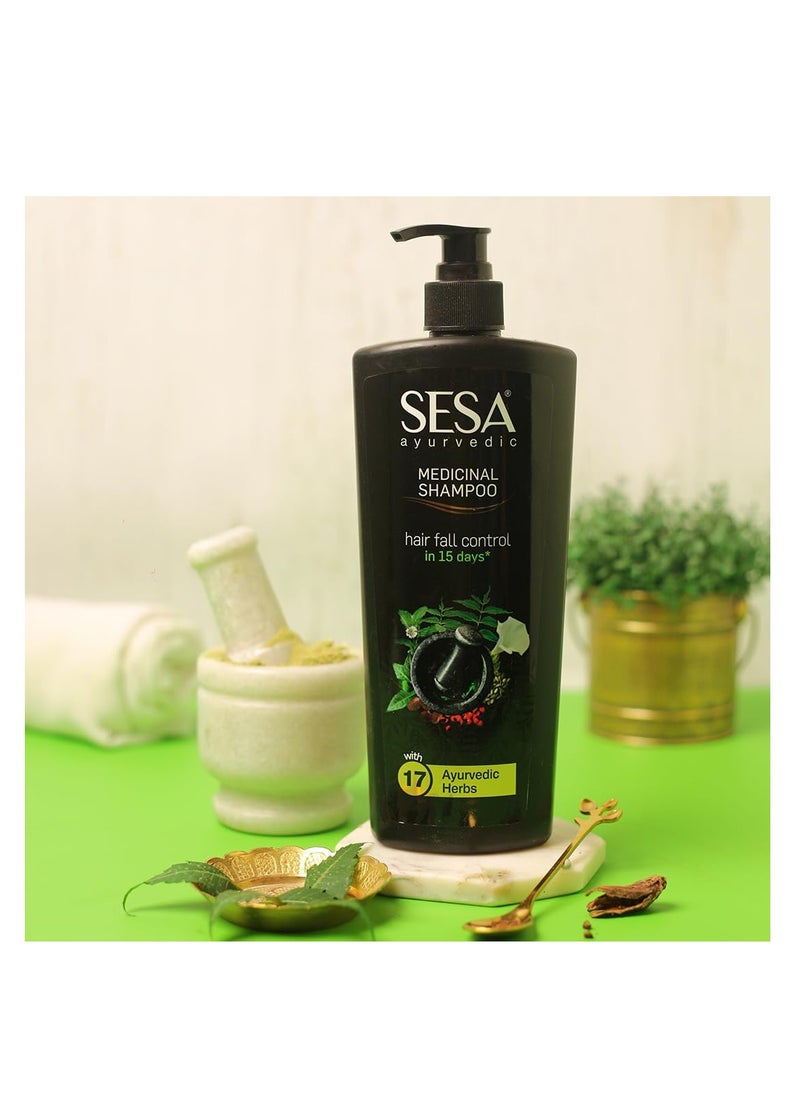 Sesa - Sesa Ayurvedic Medicinal Shampoo Hairfall Control Anti Dandruff Shampoo Infused with 17 Ayurvedic Herbs Smooth & Shiny Hair For Men & Women (500 ml) - Image 1