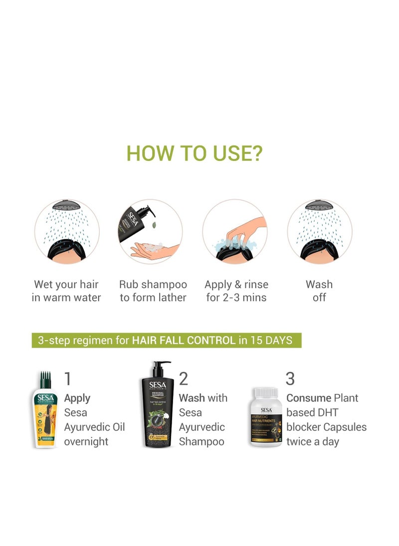 Sesa - Sesa Ayurvedic Medicinal Shampoo Hairfall Control Anti Dandruff Shampoo Infused with 17 Ayurvedic Herbs Smooth & Shiny Hair For Men & Women (500 ml) - Image 1