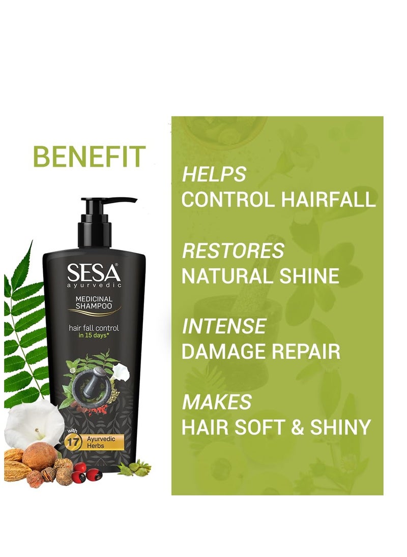 Sesa - Sesa Ayurvedic Medicinal Shampoo Hairfall Control Anti Dandruff Shampoo Infused with 17 Ayurvedic Herbs Smooth & Shiny Hair For Men & Women (500 ml) - Image 1