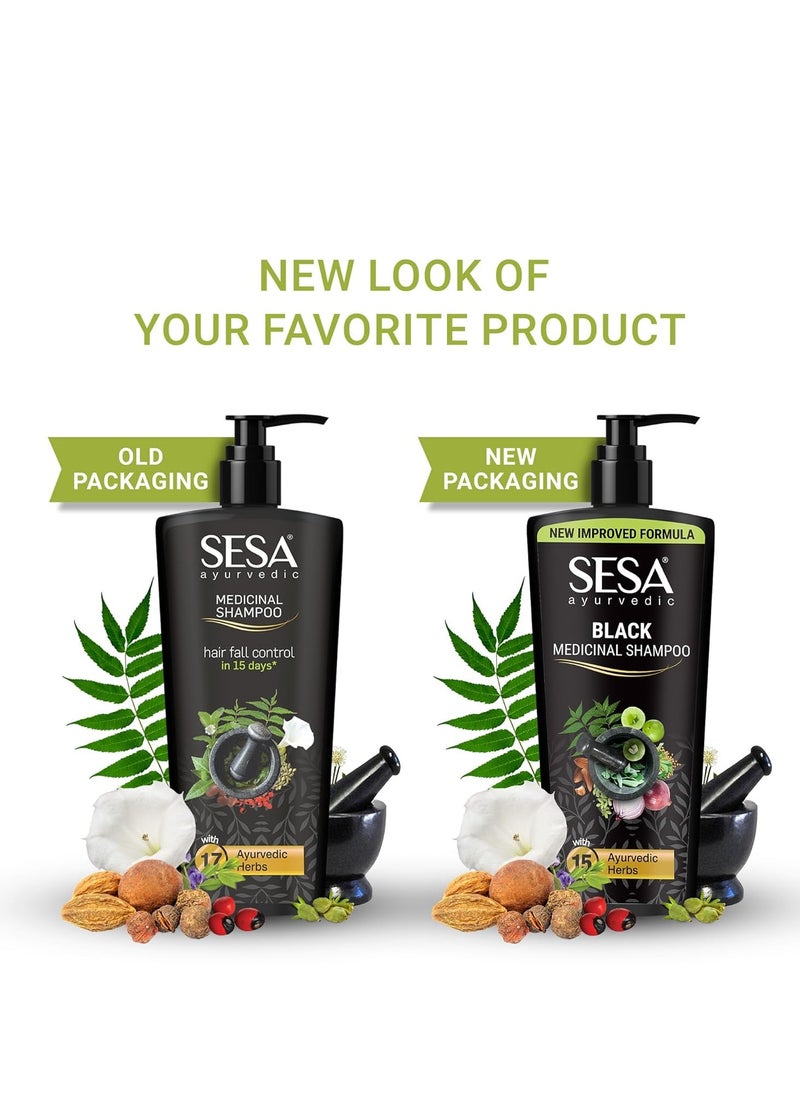 Sesa - Sesa Ayurvedic Medicinal Shampoo Hairfall Control Anti Dandruff Shampoo Infused with 17 Ayurvedic Herbs Smooth & Shiny Hair For Men & Women (500 ml) - Image 1