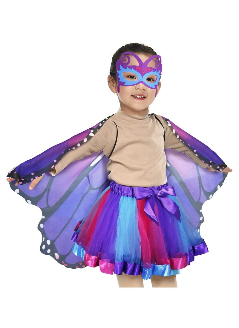 RATSAW Butterfly Wings Dress Up Fairy Wings for Girls Princess Costumes Accessories Birthday Party Fairy Festival Rave Dress Up Fairy Wing Dress with Mask and Antenna Headban  - Image 3