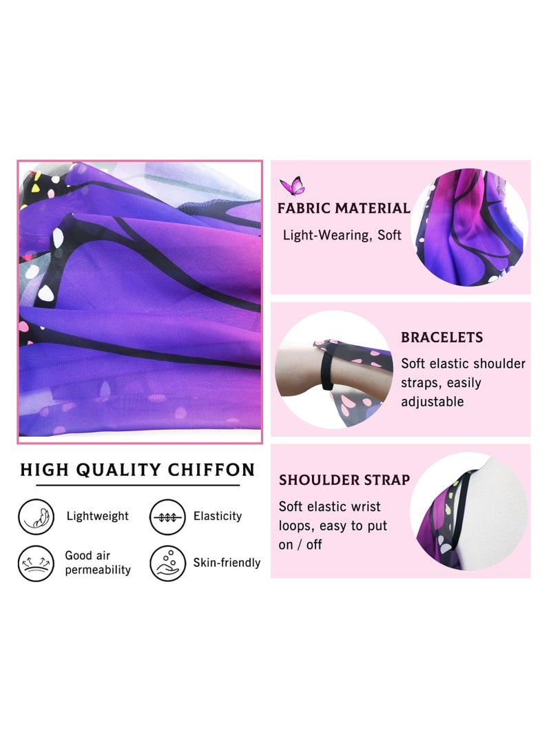 RATSAW Butterfly Wings Dress Up Fairy Wings for Girls Princess Costumes Accessories Birthday Party Fairy Festival Rave Dress Up Fairy Wing Dress with Mask and Antenna Headban  - Image 4