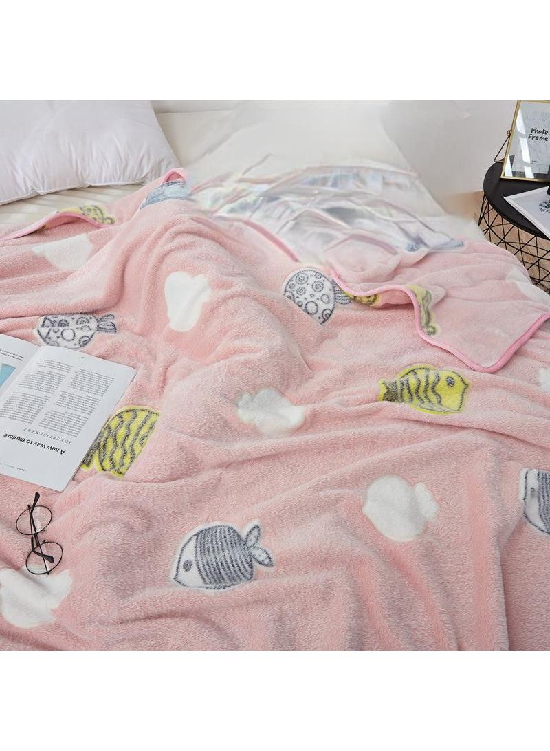 Bluejw 1-Piece Fish Baby Pattern Interesting Cozy Blanket Air Conditioning Blanket - Image 1