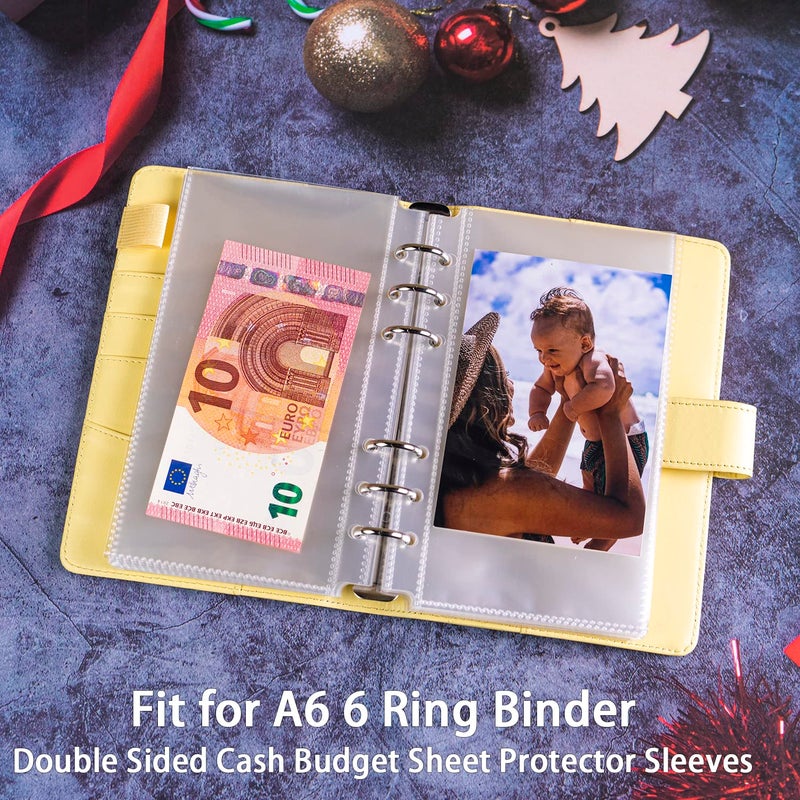 WITHYU 40 Pack 80 Pockets Budget Sheet Protector Sleeves for A6 6 Ring Binder, Ultra-Clear Cash Binder Sleeves, Double-Sided, Top Loading Sheet Protector for Budget Sheet, Currency Collection,3.5x5 Photos - Image 4