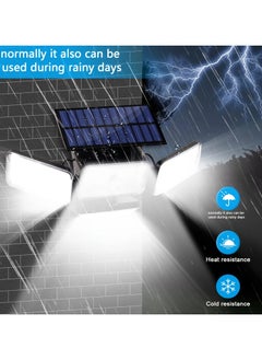 بيوينتي Solar Lights Outdoor, 288 LED 4 Heads Motion Sensor Outdoor Lights, 270° Wide Angle IP65 Waterproof Street Area Lights with 3 Modes, Outdoor Solar Lights for Yard Patio Garden Garage  - Image 3