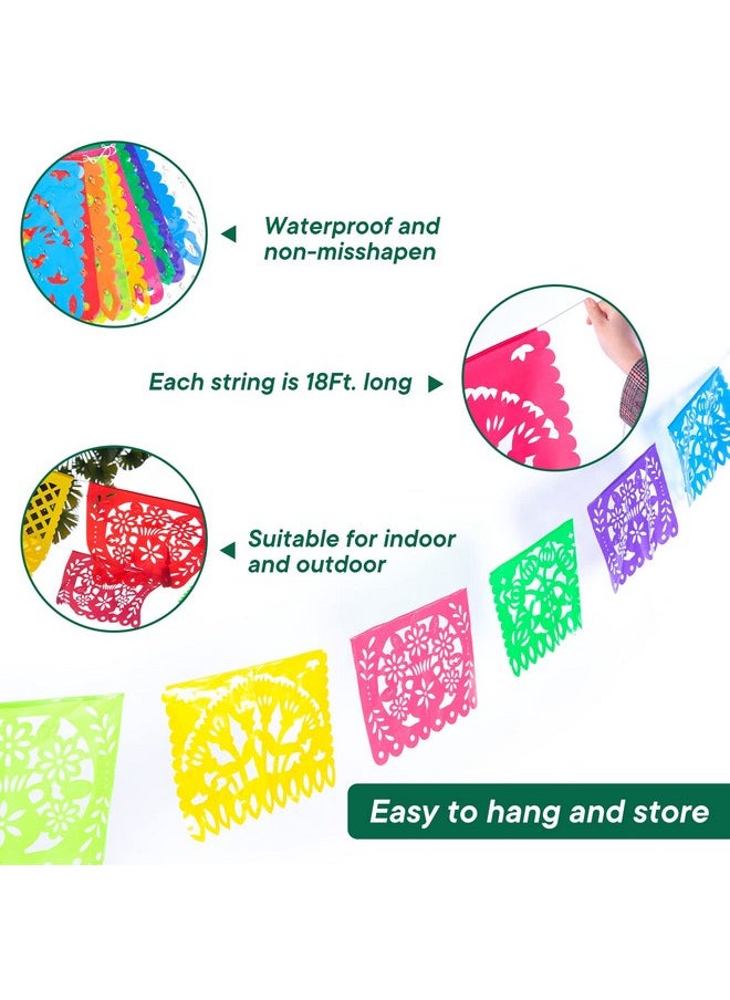 DomeStar - 2 Pack Mexican Party Banners 36 Feet Cinco De Mayo Decorations Papel Picado Banners For Mexican Theme Birthday Party Wedding Dia De Los Muertos Day Of The Dead - Image 1