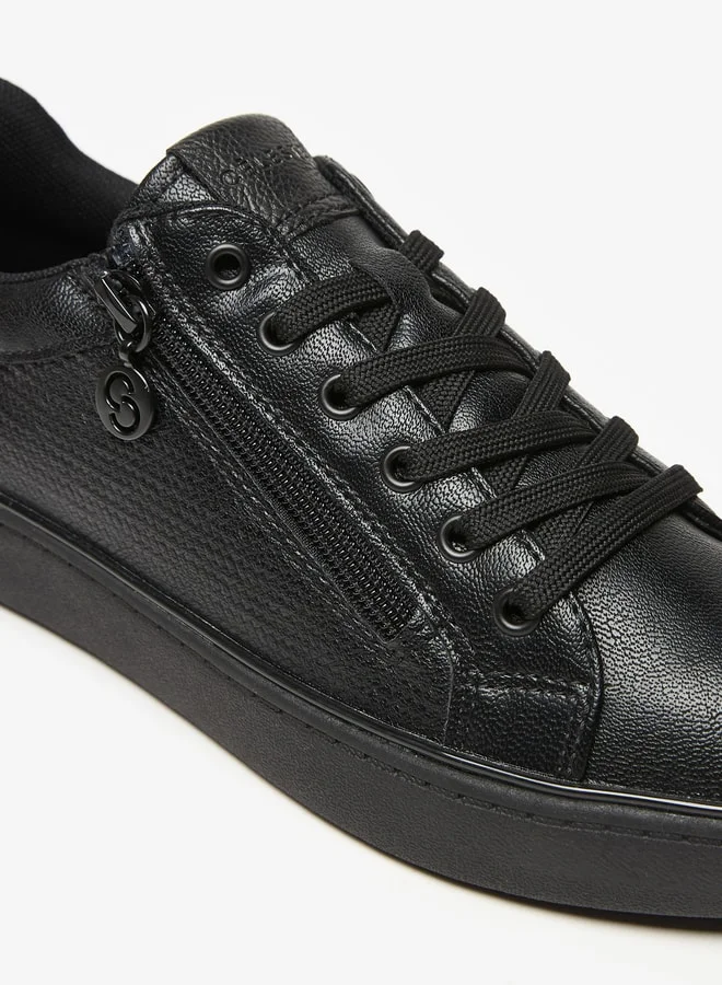 Celeste Women's Foil Print Low Ankle Sneakers with Lace-Up Closure