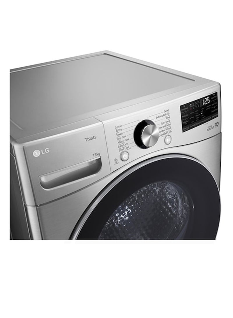 LG 18 kg Dual Inverter Condensing Dryer with ThinQ WiFi & Sensor Dry RH18U8EVCW Stainless Silver - Image 4