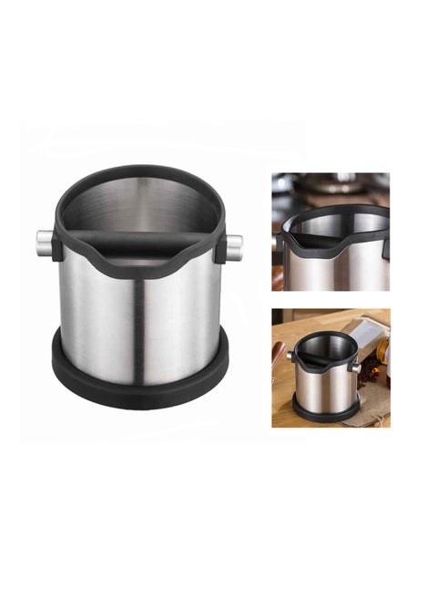 Coffee Knock Box Coffee Grind Dump Bin Coffee Ground Bin with Durable Knock Bar and Non-Slip Base Stainless Steel Coffee Grounds Container Knock Out Box for Barista Home and Cafe