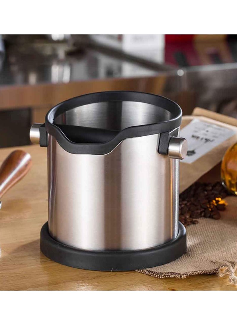 SYOSI - Coffee Knock Box Coffee Grind Dump Bin Coffee Ground Bin with Durable Knock Bar and Non-Slip Base Stainless Steel Coffee Grounds Container Knock Out Box for Barista Home and Cafe - Image 1