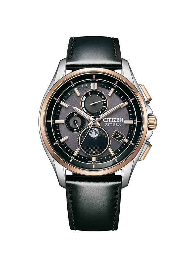 CITIZEN Men's Calf Leather Eco-Drive Global Radio Controlled Watch BY1004-17X - 41.5 mm